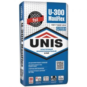 Клей для плитки Unis U-300 Maxiflex C2TES1 армированный 25 кг